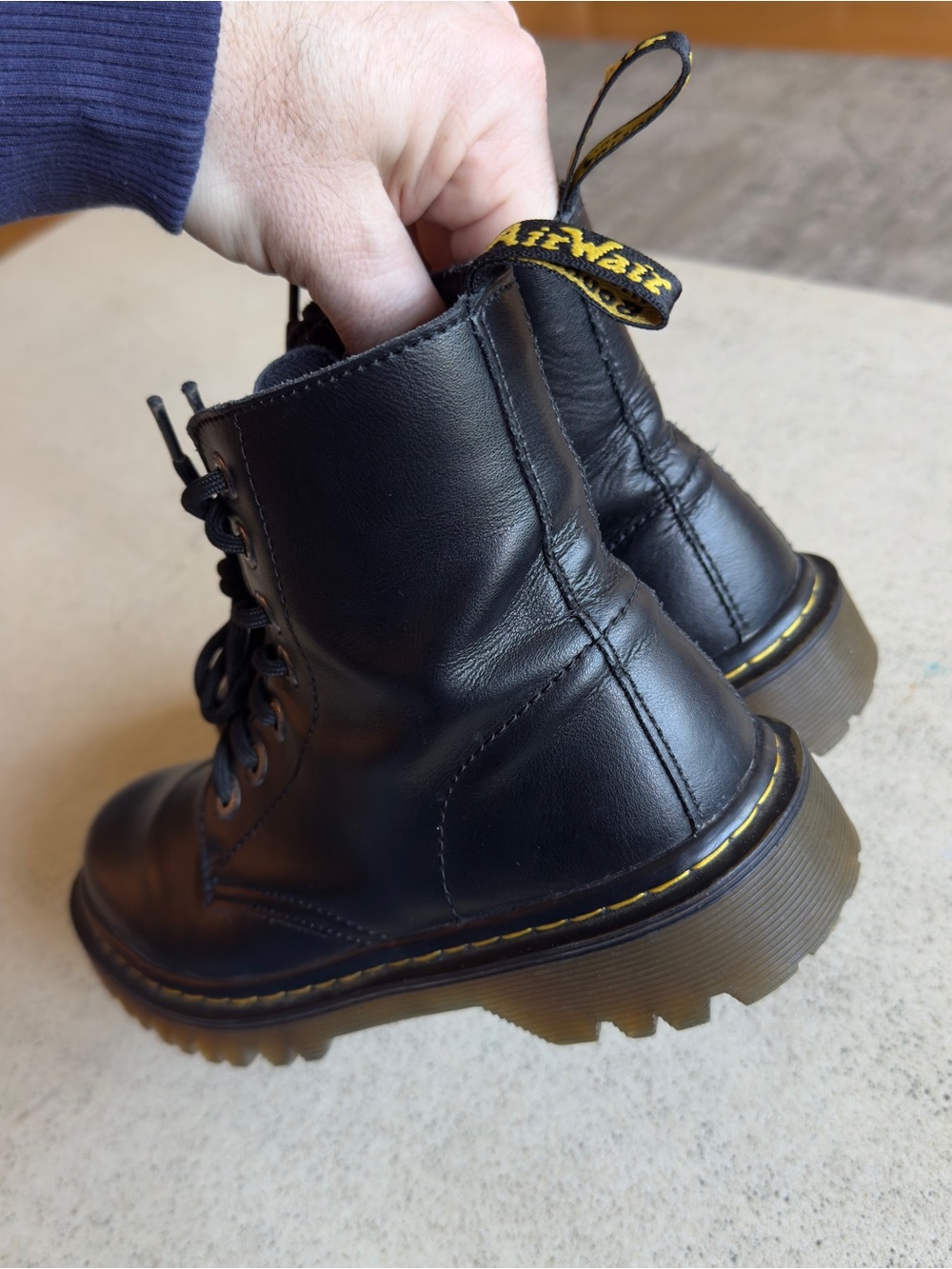 Dr Martens Luana Air Wair Combat Boots Women 6 Black Leather Classic Doc AW004 - Picture 6 of 13
